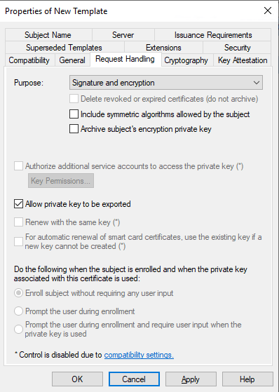 Confirm Request Handling Tab