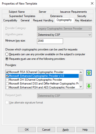 Confirm Cryptography Tab