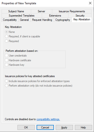 Confirm Key Attestation Tab