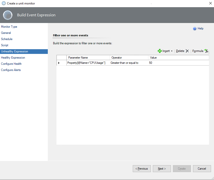 Verify values are set for Unhealthy expression