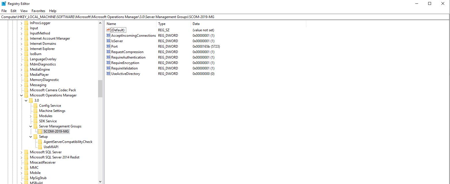 Management Server - Good Registry Keys