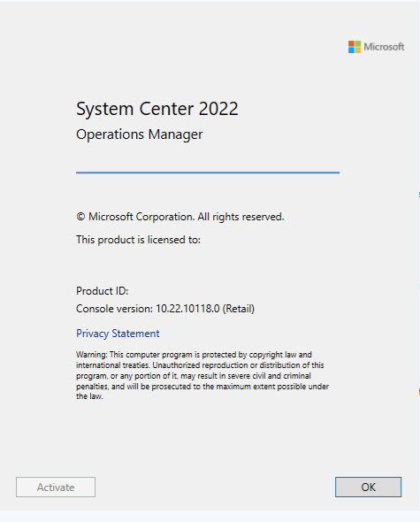 SCOM Console Activation Successful