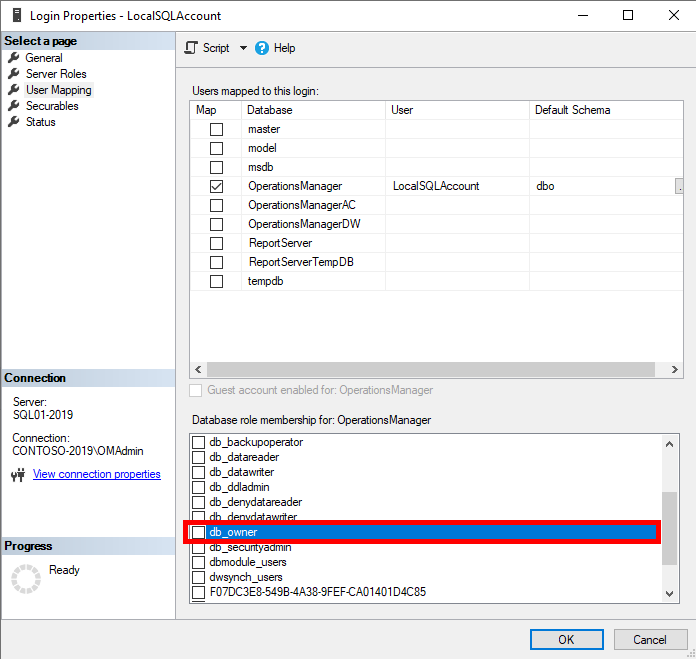 SQL Server Management Studio - User Mapping for Local SQL User