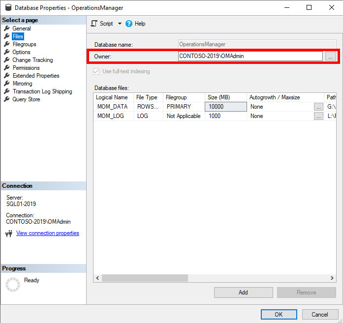 SQL DB Owner Example